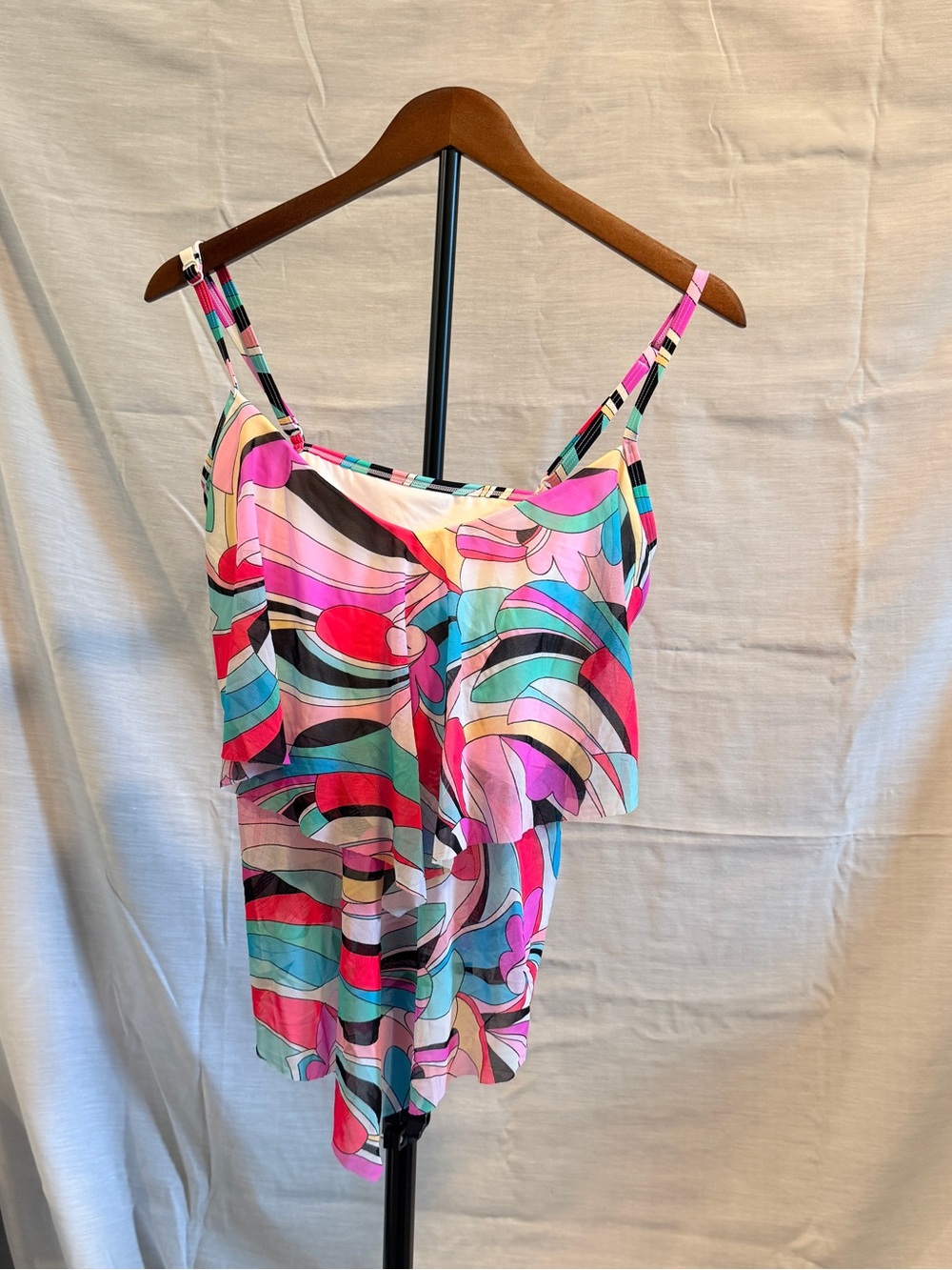 Beach House Multicolor Abstract Print Swim Top